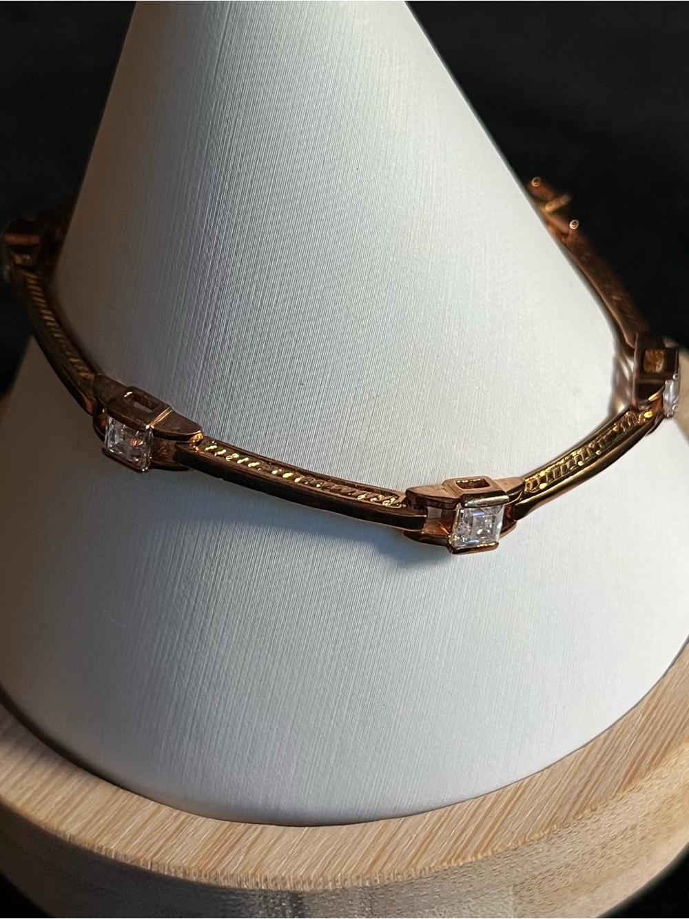 Vintage Rose Gold Square-Cut Cubic Zirconia Tennis Bracelet - Women Jewelry